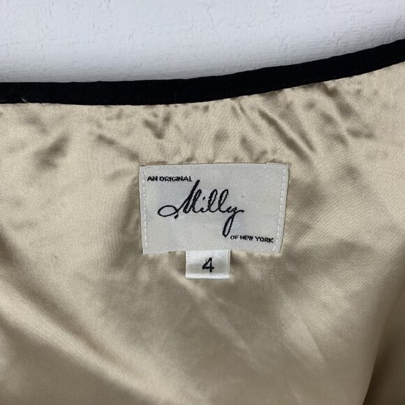 Milly Dress 4 Womens Black Lace Front Tie Mini Short Sleeve Empire Waist Tie - Picture 4 of 7